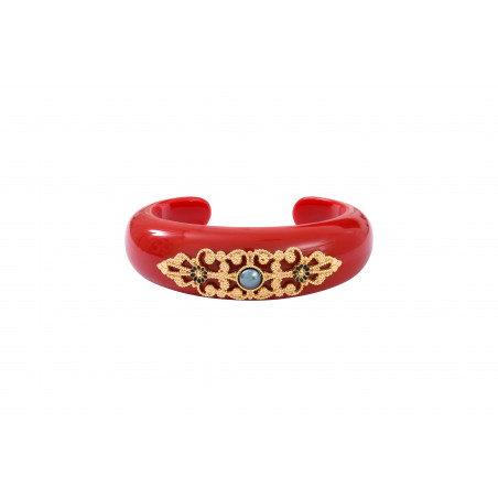 Bracelet manchette glamour résine - rouge
