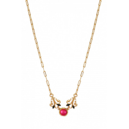 On-trend cabochon chain adjustable pendant necklace l pink 