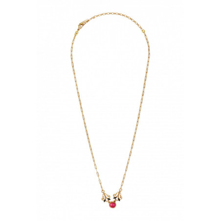On-trend cabochon chain adjustable pendant necklace l pink 89931