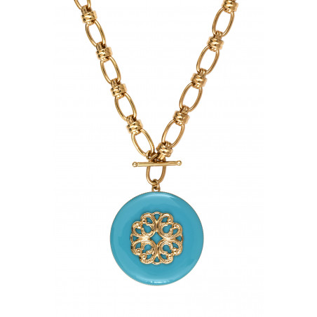 On-trend enamelled resin adjustable pendant necklace I turquoise