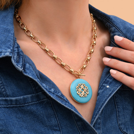 On-trend enamelled resin adjustable pendant necklace I turquoise89950