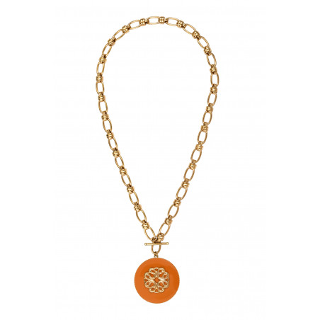 Chic enamelled resin bead adjustable pendant necklace - orange89954