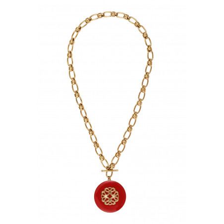 Modern enamelled resin adjustable pendant necklace - red89960
