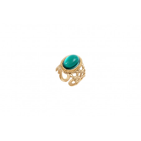 On-trend glass paste cabochon adjustable ring I turquoise