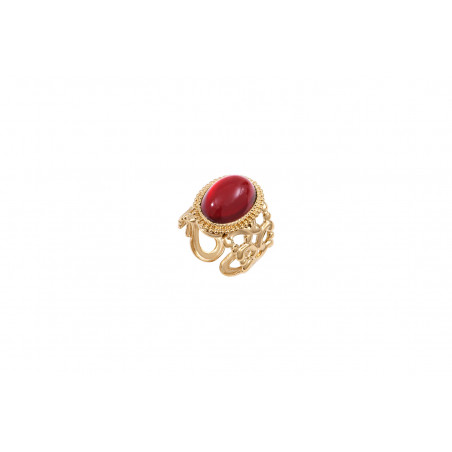 Chic glass paste cabochon adjustable ring I red