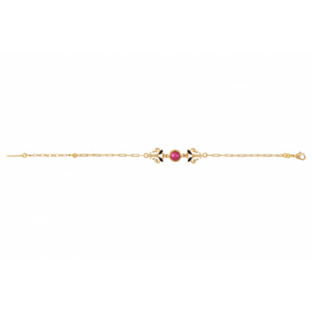 Elegant enamelled resin cabochon adjustable chain bracelet I pink89979
