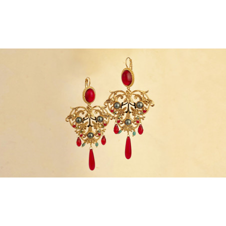 Feminine howlite cabochon clip-on earrings| red89992
