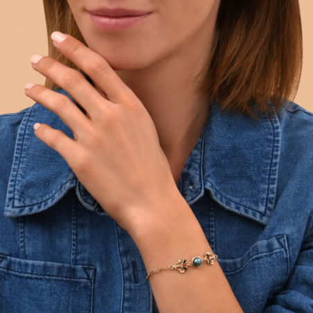 Feminine enamelled resin cabochon adjustable chain bracelet I turquoise89999