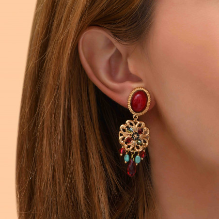 Glamorous howlite butterfly fastening earrings| red90004