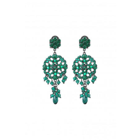 Baroque prestige crystal clip-on earrings | green