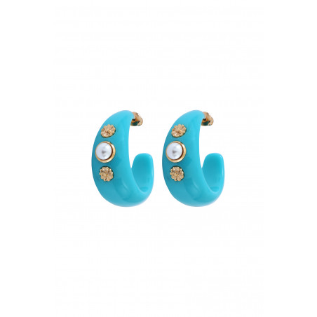 Beautiful resin cabochon hoop earrings - blue