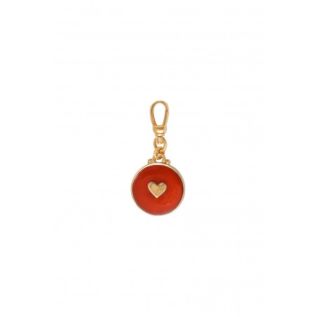 Heart medallion in resin and gold metal I red