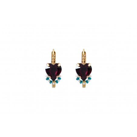 Chic Prestige crystal heart sleeper earrings | purple