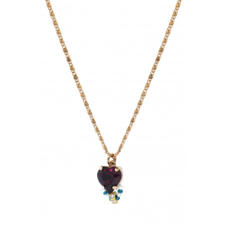 Collier pendentif cœur réglable cristaux Prestige - violet