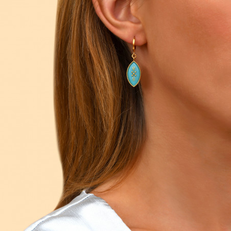 Boucles d'oreilles créoles modernes résine I turquoise90104