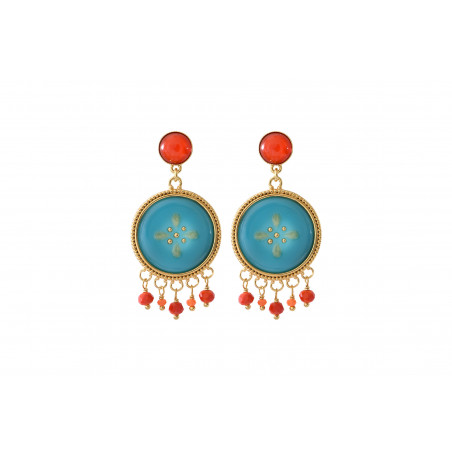 Baroque glass resin stud earrings - turquoise