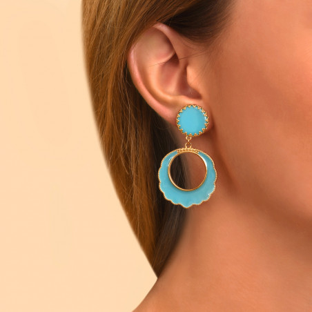 Boucles d'oreilles clips intemporelles résine - turquoise90116