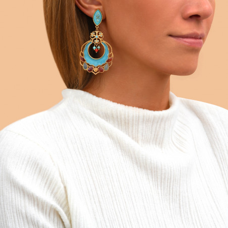 Arty enamelled resin clip-on earrings l turquoise90128