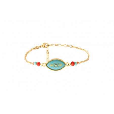 Feminine resin bead adjustable chain bracelet I turquoise