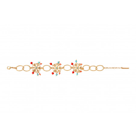 Bracelet chaîne réglable fantaisie perles - turquoise90155