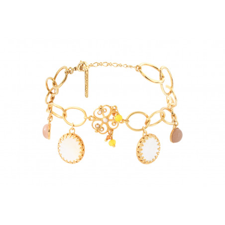 Mother-of-pearl sunstone pendant chain bracelet I white