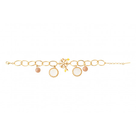 Bracelet chaîne pendentifs nacre pierre de soleil I blanc90158