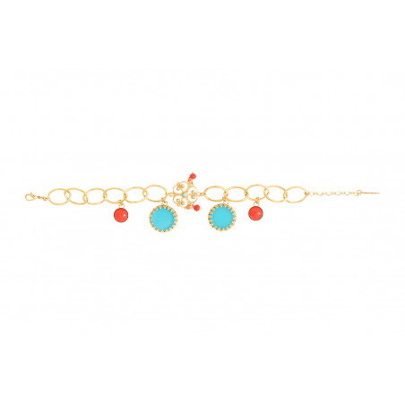 Enamelled resin bead pendant chain bracelet - turquoise90161
