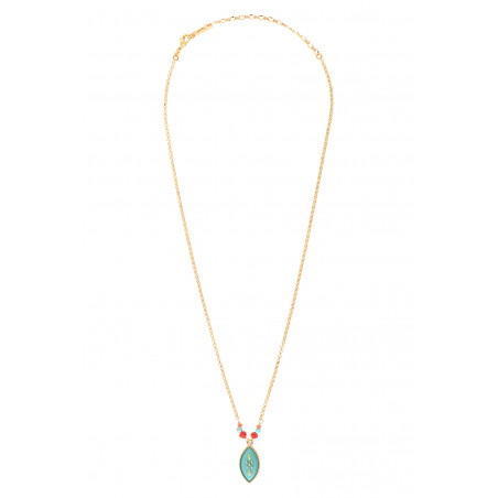 Colourful enamelled resin adjustable pendant necklace I turquoise90167