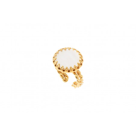 Feminine mother-of-pearl adjustable ring I white