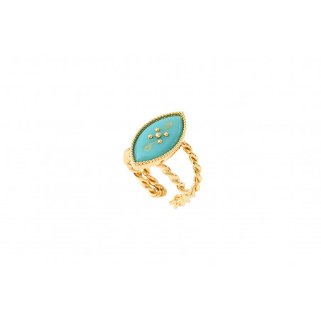 On-trend enamelled resin adjustable ring I turquoise