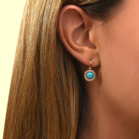 Boucles d'oreilles dormeuses féminines turquoise reconstituée I turquoise90195