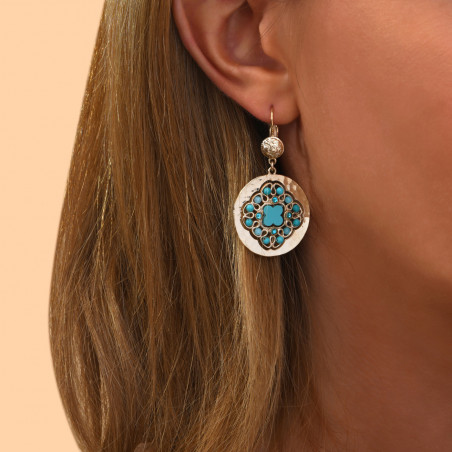 Boucles d'oreilles dormeuses estivales cristaux Prestige pierres dures - turquoise90219