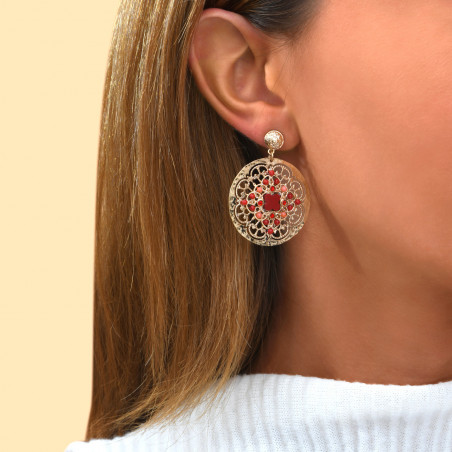 Refined Prestige crystal sea bamboo clip-on earrings l red90228