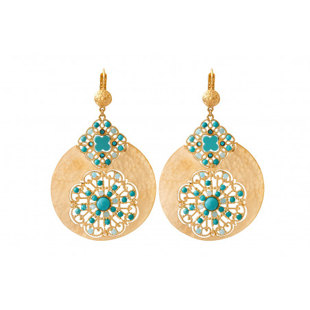 Colourful hardstone Prestige crystal sleeper earrings - turquoise