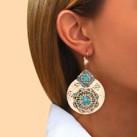 Colourful hardstone Prestige crystal sleeper earrings | turquoise90252