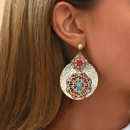 Boucles d'oreilles percées festives pierres dures cristaux Prestige - multicolore90254