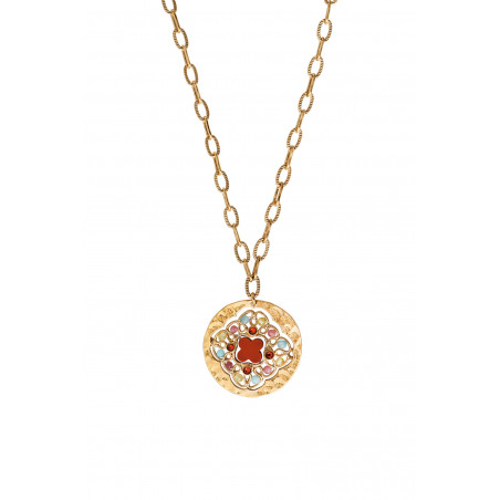 Colourful hardstone and Prestige crystal pendant necklace I multicoloured