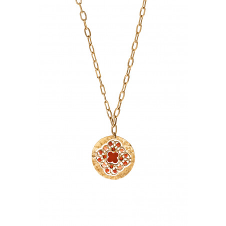 Feminine sea bamboo Prestige crystal pendant necklace l red