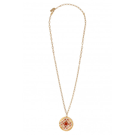 Feminine sea bamboo Prestige crystal pendant necklace l red90283
