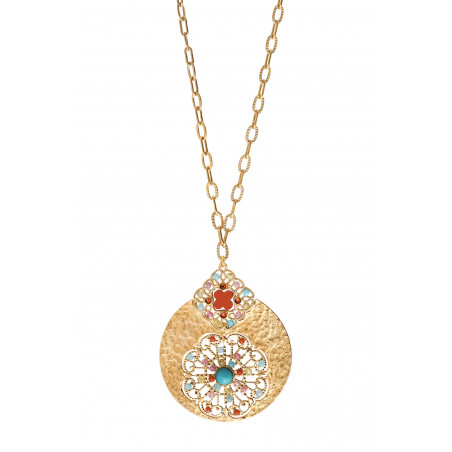 Festive hardstone and Prestige crystal pendant necklace I multicoloured