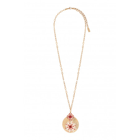 Glamorous sea bamboo Prestige crystal pendant necklace l red90301