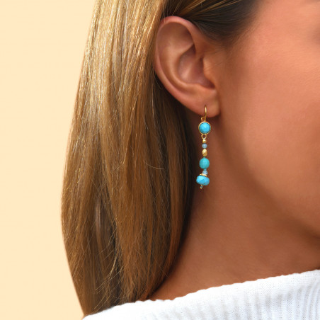 Coloured hardstone sleeper earrings l turquoise90321