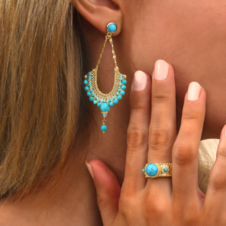 Light hardstone stud earrings l turquoise90331
