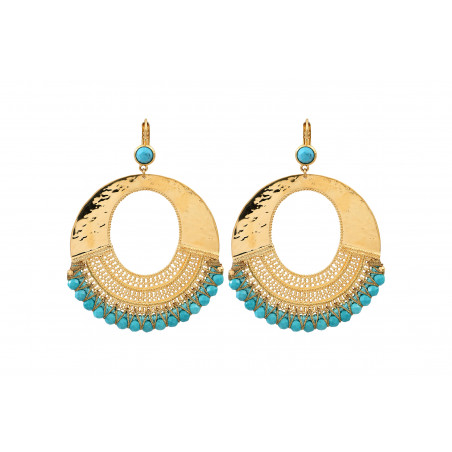Gold-plated metal hardstone sleeper earrings l turquoise