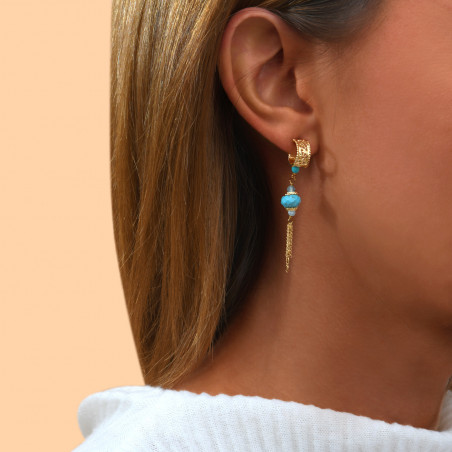 Boucles d'oreilles percées féminines pierres dures I turquoise 90339