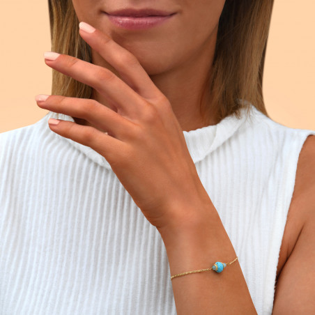 Feminine hardstone adjustable slim bracelet - turquoise90341