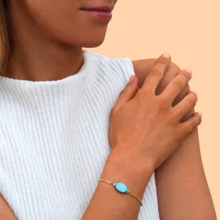 Bracelet fin ajustable intemporel pierres dures - turquoise90344