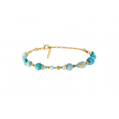 Coloured hardstone bead adjustable slim bracelet I turquoise