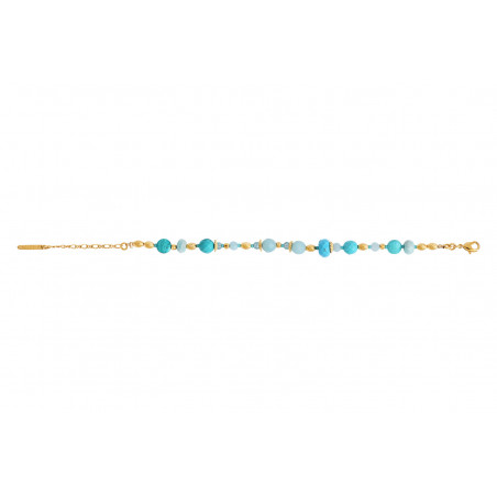 Coloured hardstone bead adjustable slim bracelet I turquoise90348