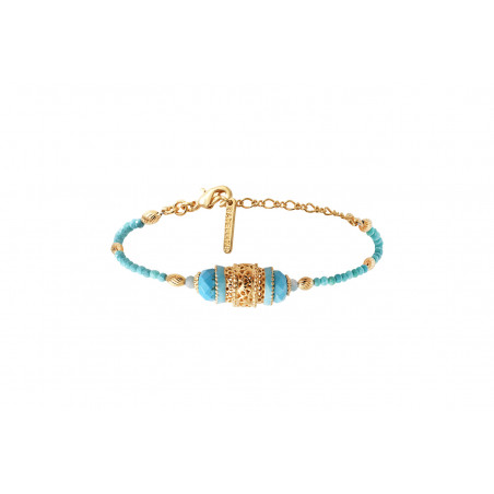 Ethnic-chic hardstone adjustable slim bracelet - turquoise